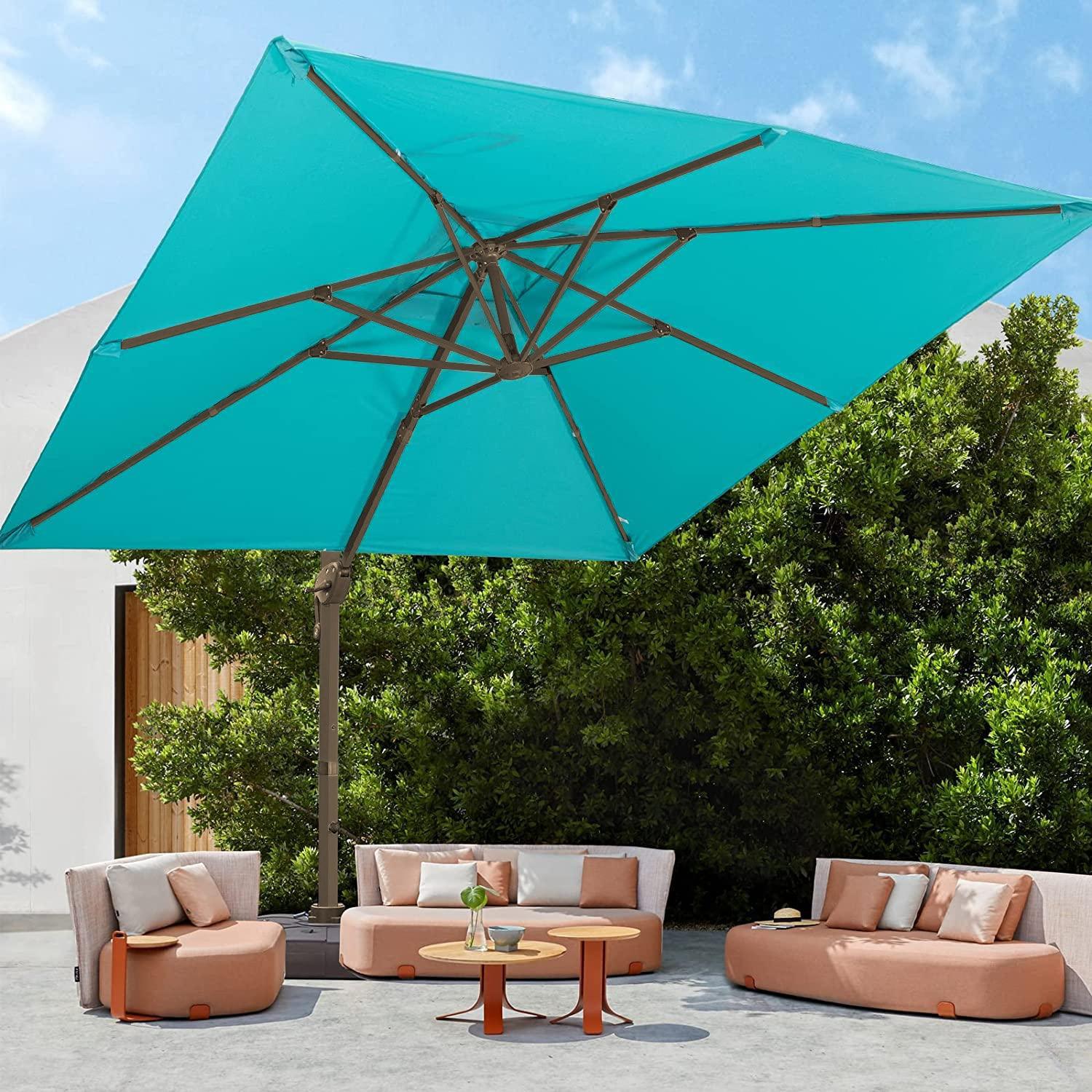 Cantilever Patio Umbrella Roma 2.5M, Double Top Square Umbrella 360° Rotation, Dark Green - Parasol