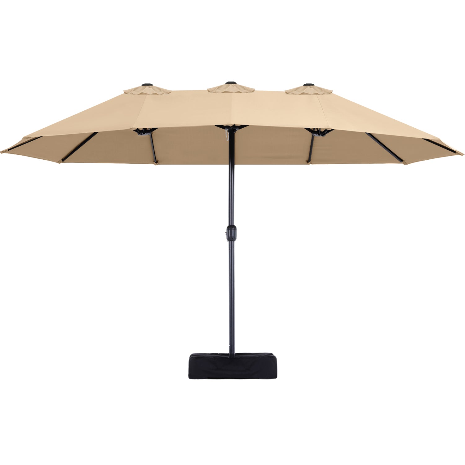 15FT Patio Outdoor Umbrella With Cover Double Sided Large Umbrella 4.5M with Crank Handle for Deck, Lawn, Backyard and Pool, Tan