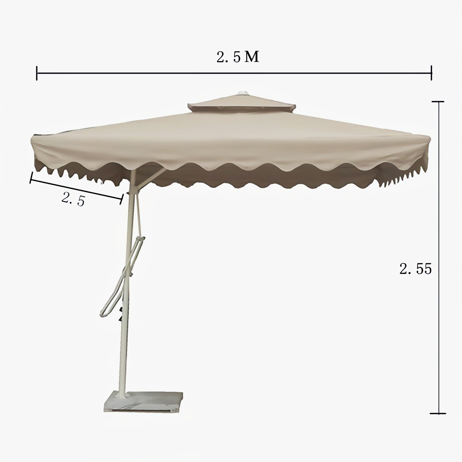 Square Cantilever Patio Umbrella Wrench Umbrella 2.5M Double Top Square Umbrella,Khaki