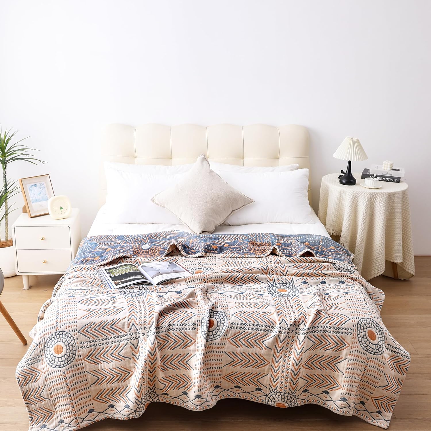 2-in-1 Southwestern Throw Blanket - Tribal Arrow Pattern, Woven Cotton reversible King Size Bedspread & Sofa Cover for Couch