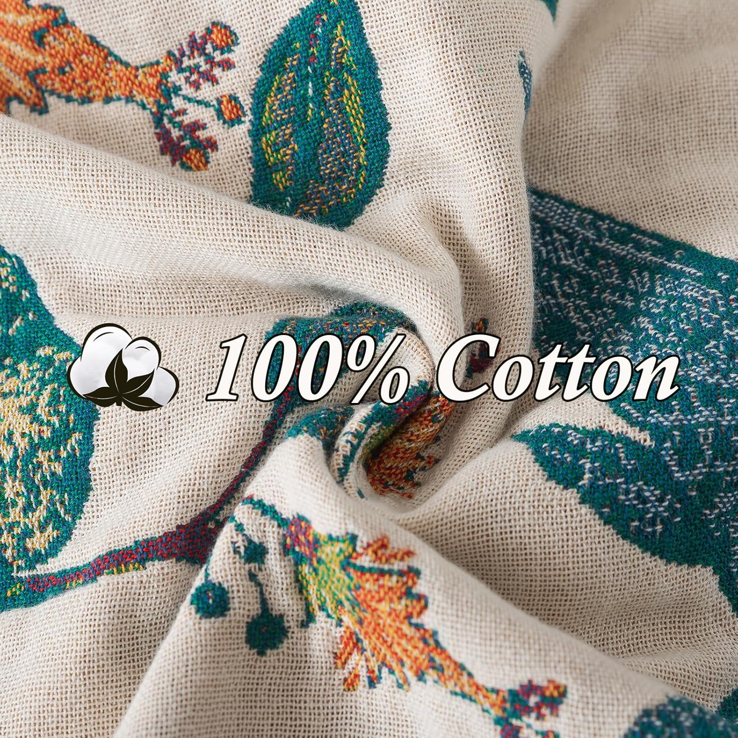 Boho Throw Blanket, 100% Cotton Soft Luxury Throw Rustic Quilt, 60"×80"/80"x90" Floral Printed Farmhouse Decor Bed Summer Blankets, All Season Rustic Reversible Bohemian Throw for Bed - Lemon