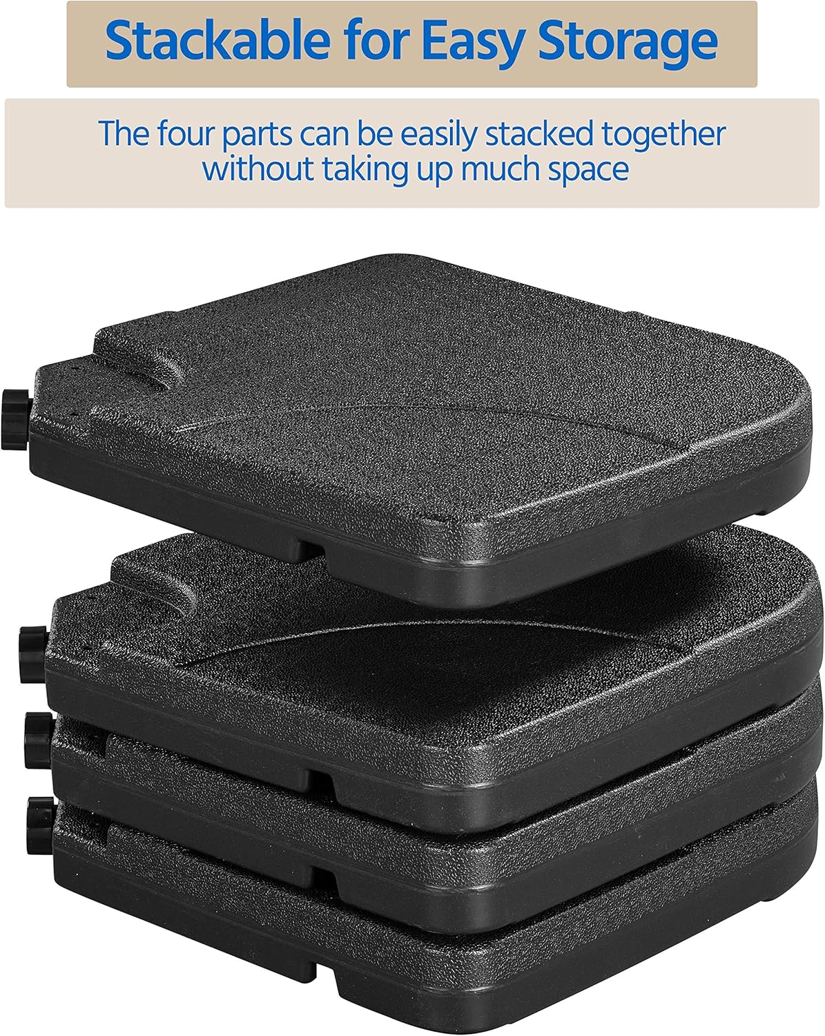 4 Pcs Heavy Duty Plastic Umbrella Weight Base-Black, Parasol Base Stand Weights for Cantilever Parasols, Water and Sand Filled