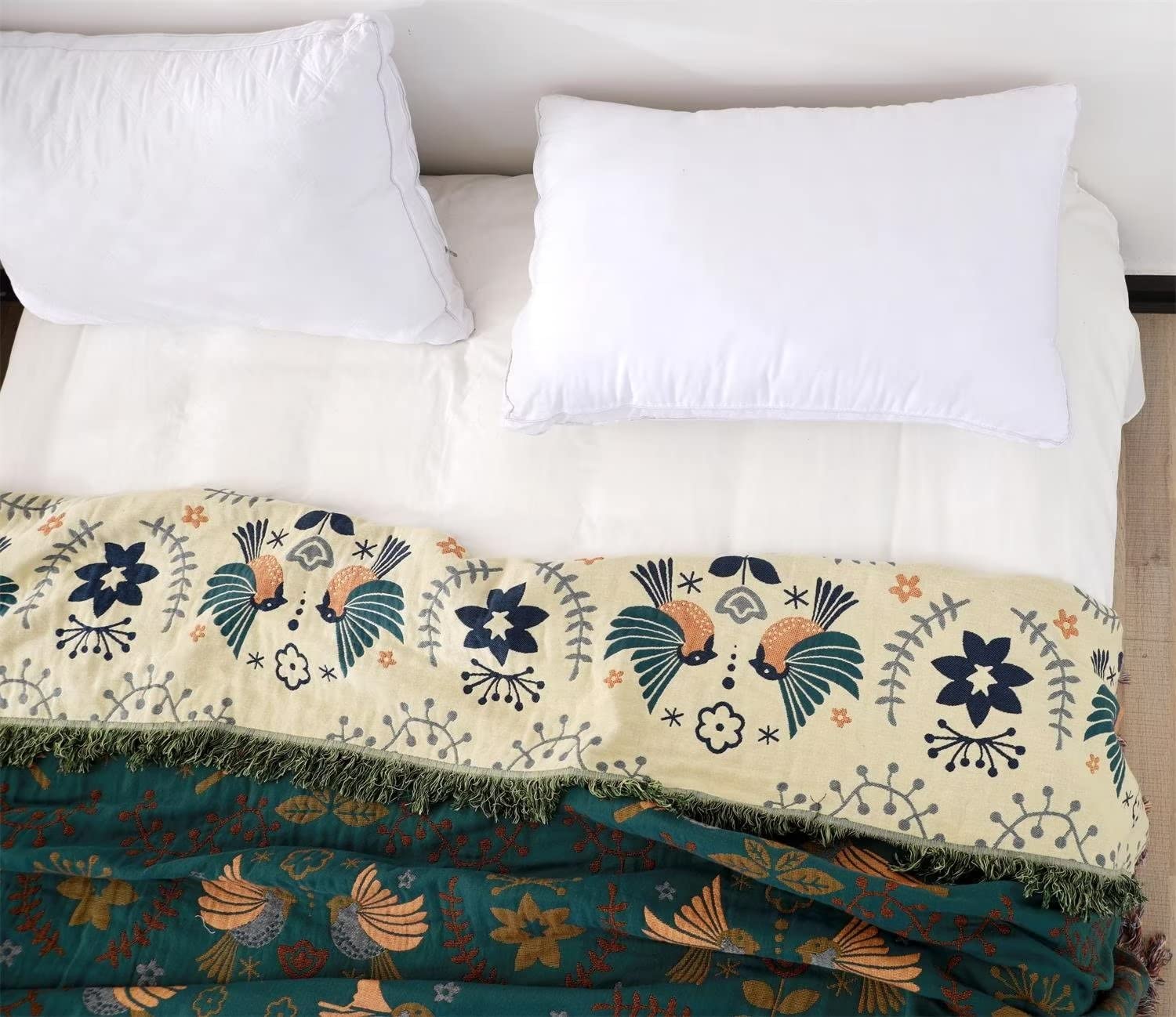 Boho Bed Cover 60"x80"/80"×90" - 2-in-1 Cotton Throw Blanket for Couch, Sofa & Bohemian Style Bedding, Lightweight for Picnic, Beach, Home Decor