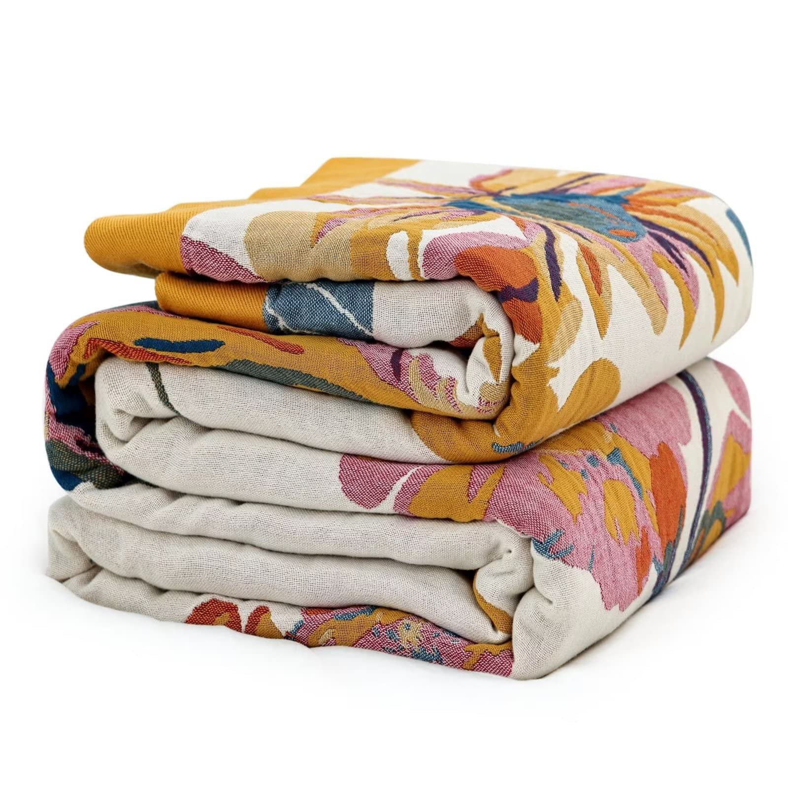 2-in-1 Boho Throw Blanket & Bed Cover - 60x80/80×90 Inch Cotton Couch Cover for Sofa, Bed, Picnic, Travel - Lightweight Decorative Bohemian Blanket