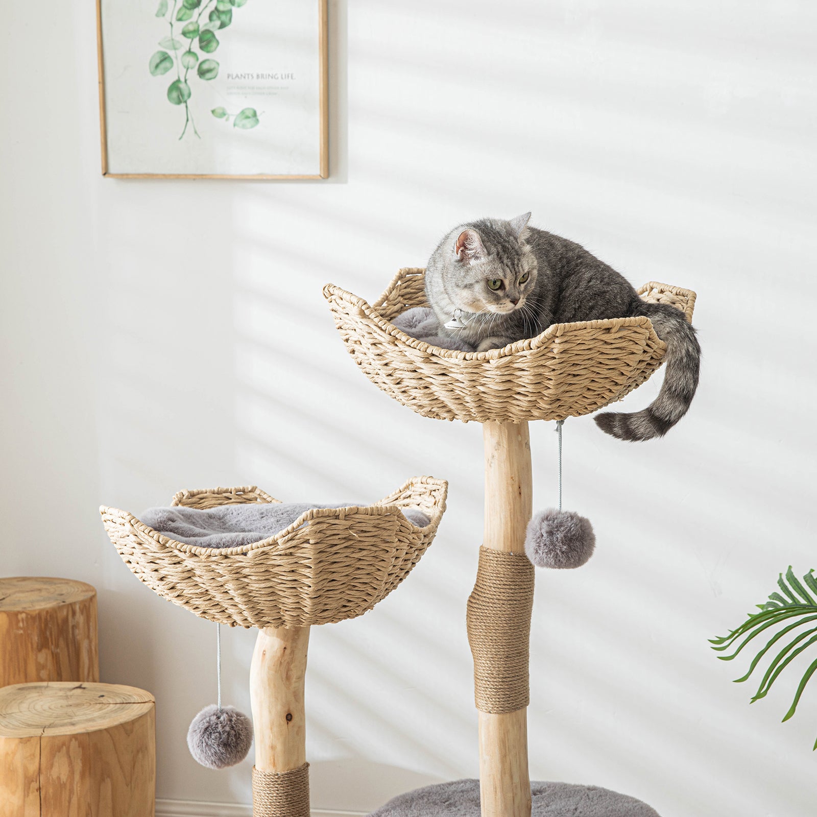 Modern Cat Tree for Indoor Cats Large Adult,Wooden Cat Tower for Large Cats with Scratching Post,Luxury Cat Condo