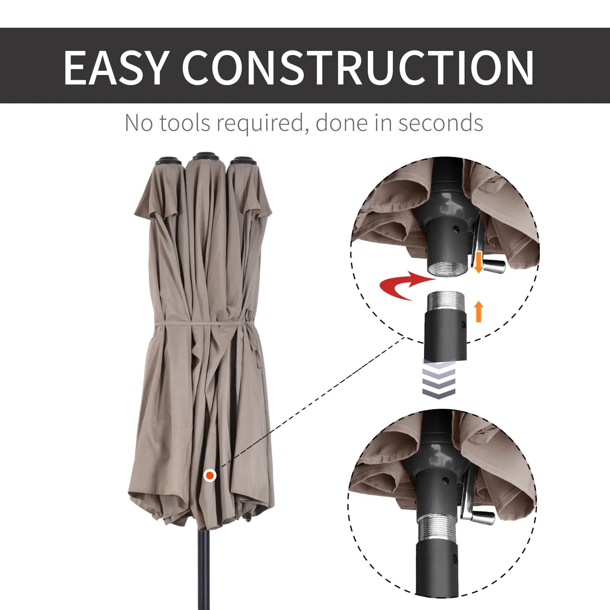 15FT Patio Outdoor Umbrella With Cover Double Sided Large Umbrella 4.5M with Crank Handle for Deck, Lawn, Backyard and Pool, Tan