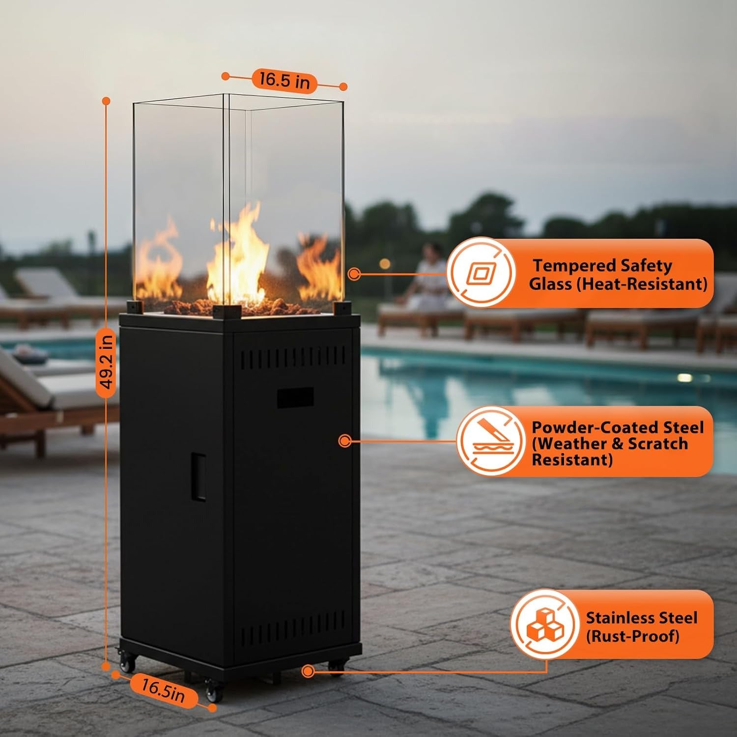 Powerful 13kW Outdoor Gas Heater | Patio & Garden Warmth Instant Warmth for UK Patios Wheeled Propane Heater for Gardens