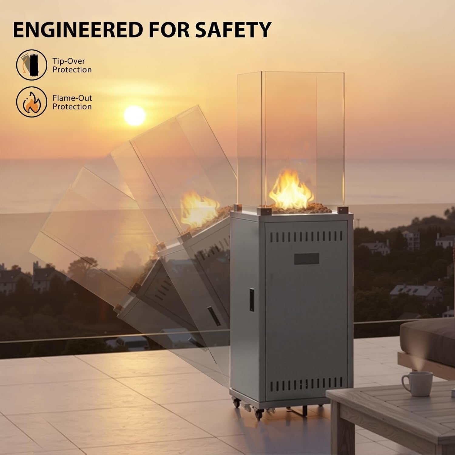 Powerful 13kW Outdoor Gas Heater | Patio & Garden Warmth Instant Warmth for UK Patios Wheeled Propane Heater for Gardens