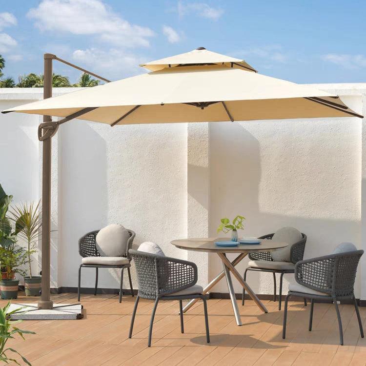Cantilever Patio Umbrella Roma 2.5M Double Top Square Umbrella, 360° Rotation, Khaki with Light - Parasol