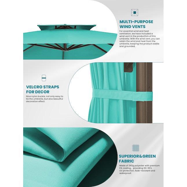 Cantilever Patio Umbrella Roma 2.5M, Double Top Square Umbrella 360° Rotation, Dark Green - Parasol
