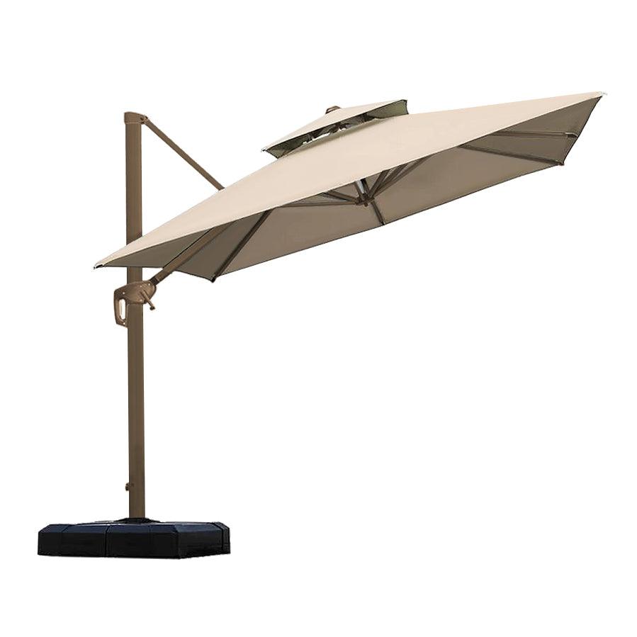 Cantilever Patio Umbrella Roma 2.5M Double Top Square Umbrella, 360° Rotation, Khaki - Parasol
