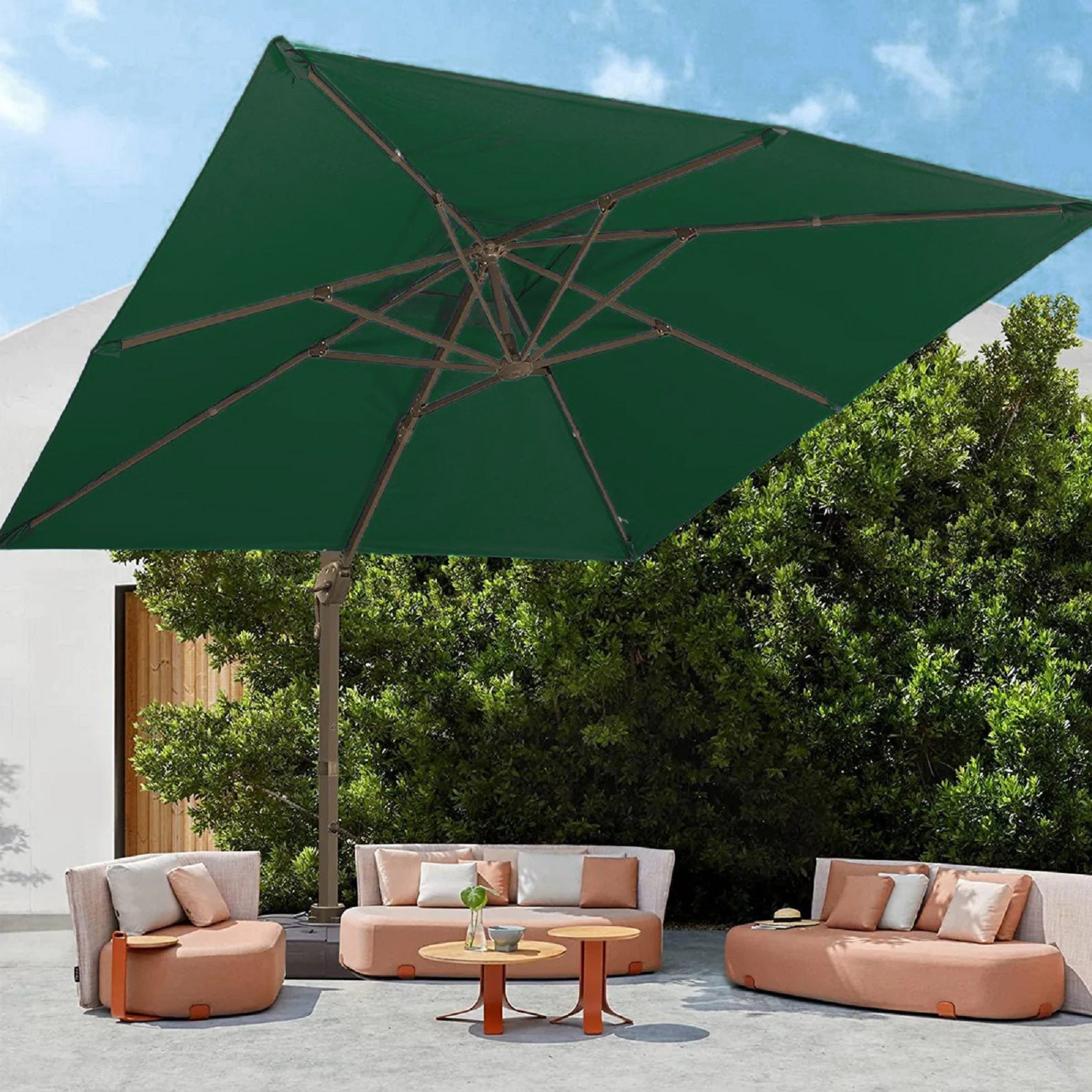 2.5M Cantilever Patio Umbrella Roma 360° Rotation Double Top Square Um