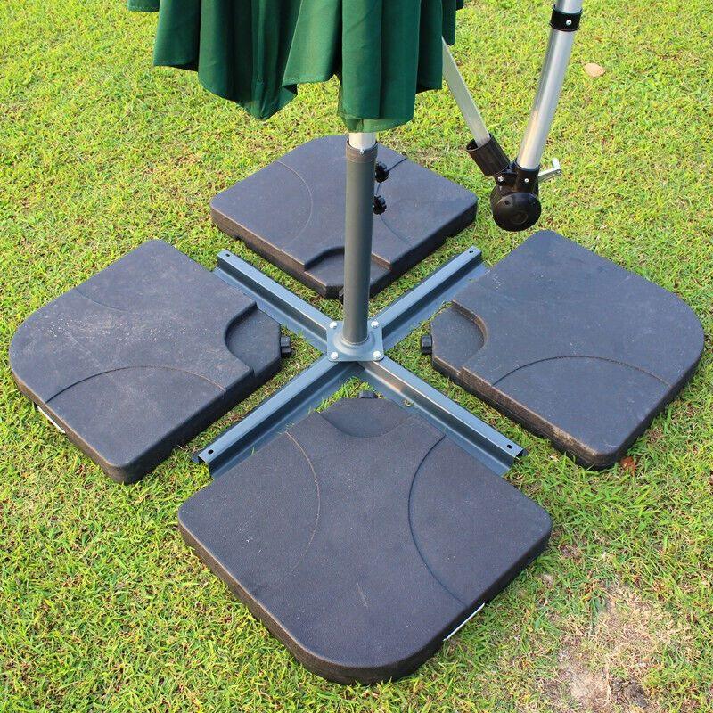4 Pcs Heavy Duty Plastic Umbrella Weight Base-Black, Parasol Base Stand Weights for Cantilever Parasols, Water and Sand Filled - Parasol