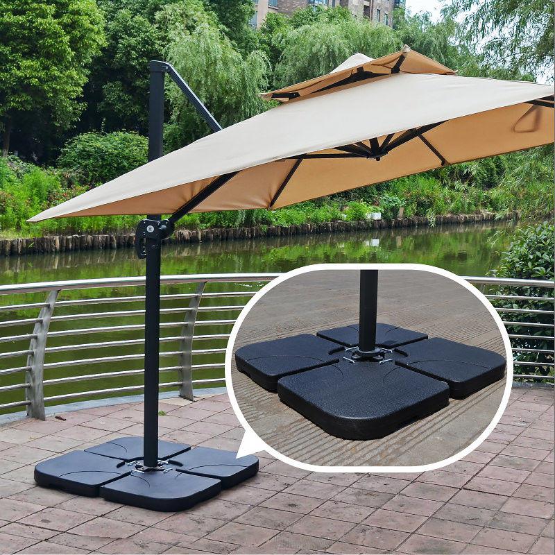 60l plastic weighted fill water sand wheel patio umbrella base 4 Pcs Heavy Duty Plastic Umbrella Weight Base-Black, Parasol Base Stan