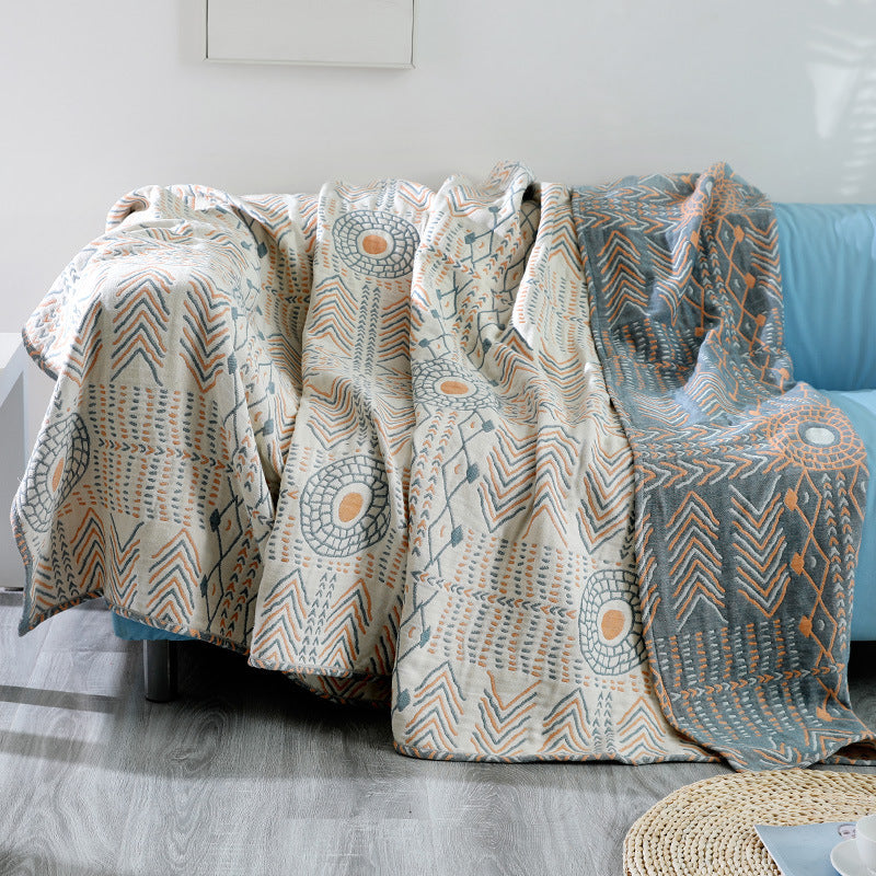 2-in-1 Southwestern Throw Blanket - Tribal Arrow Pattern, Woven Cotton reversible King Size Bedspread & Sofa Cover for Couch