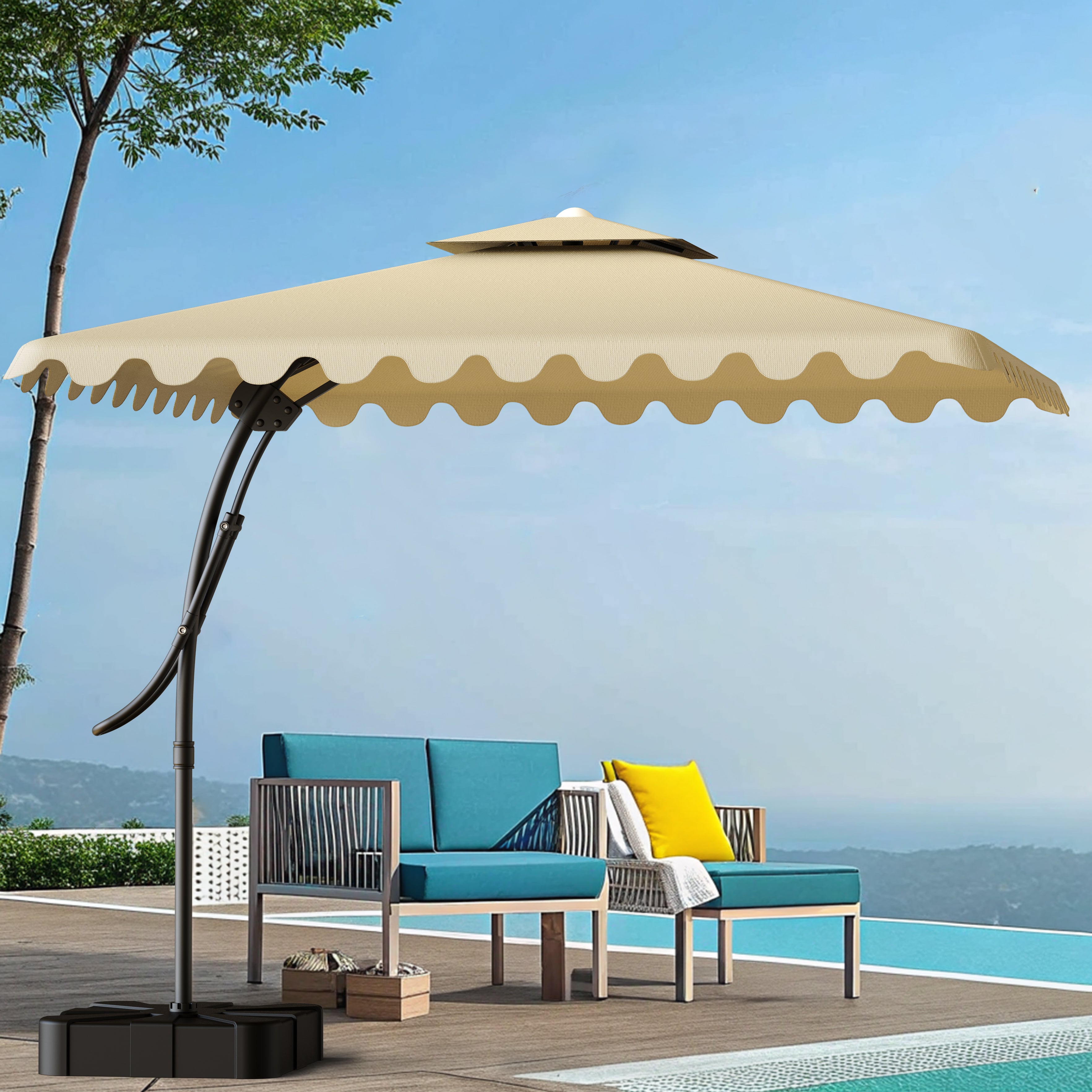 karbach patio umbrella Square Cantilever Patio Umbrella Wrench Umbrella 2.5M Double Top Squar