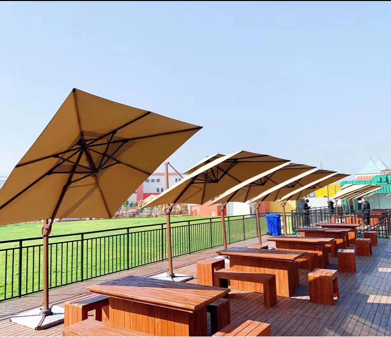 Cantilever Patio Umbrella Roma 2.5M Double Top Square Umbrella, 360° Rotation, parasol with Cover