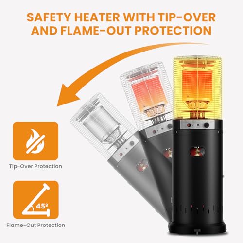 Gas Patio Heater 13kW - Portable Outdoor Heater with Wheels Outdoor Heater Kit