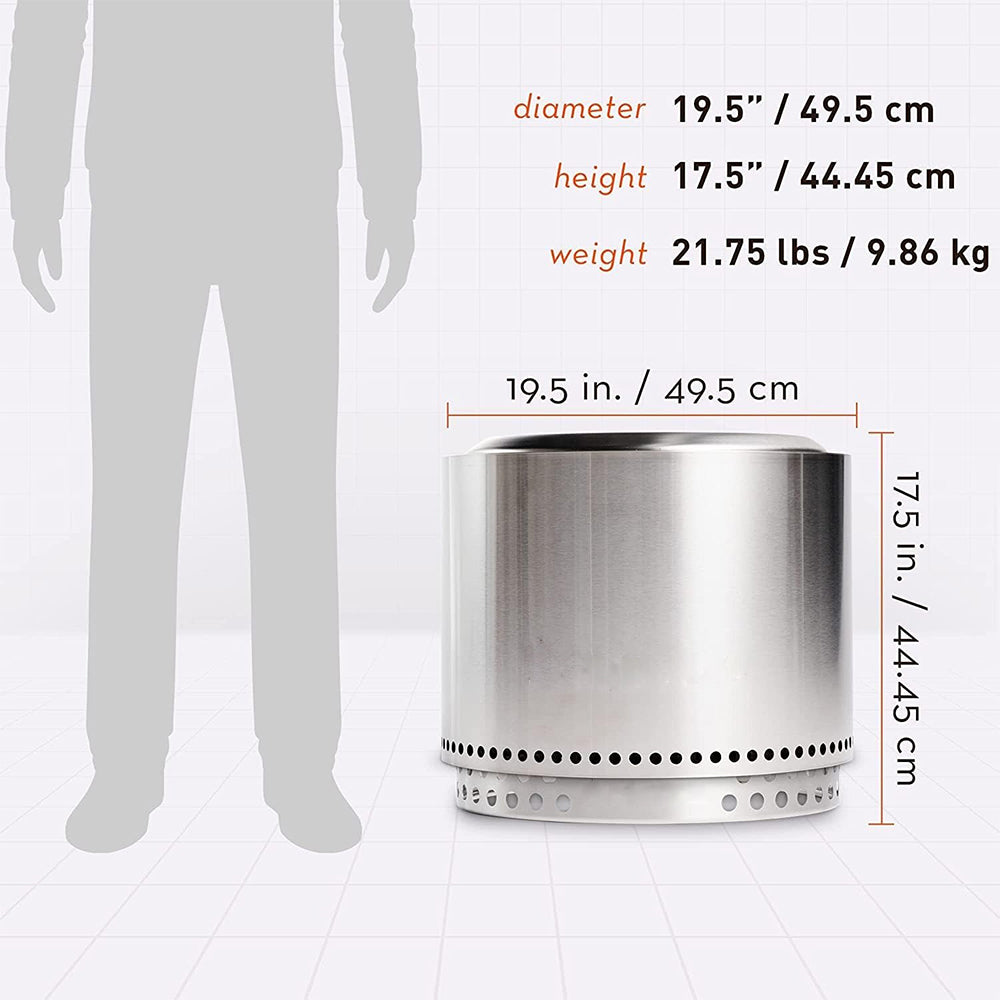 Smokeless Fire Pit for Garden - Portable Stainless Steel Wood Burning Fire Pit with Removable Ash Pan, 49.5 x 44.5 cm, 10 kg