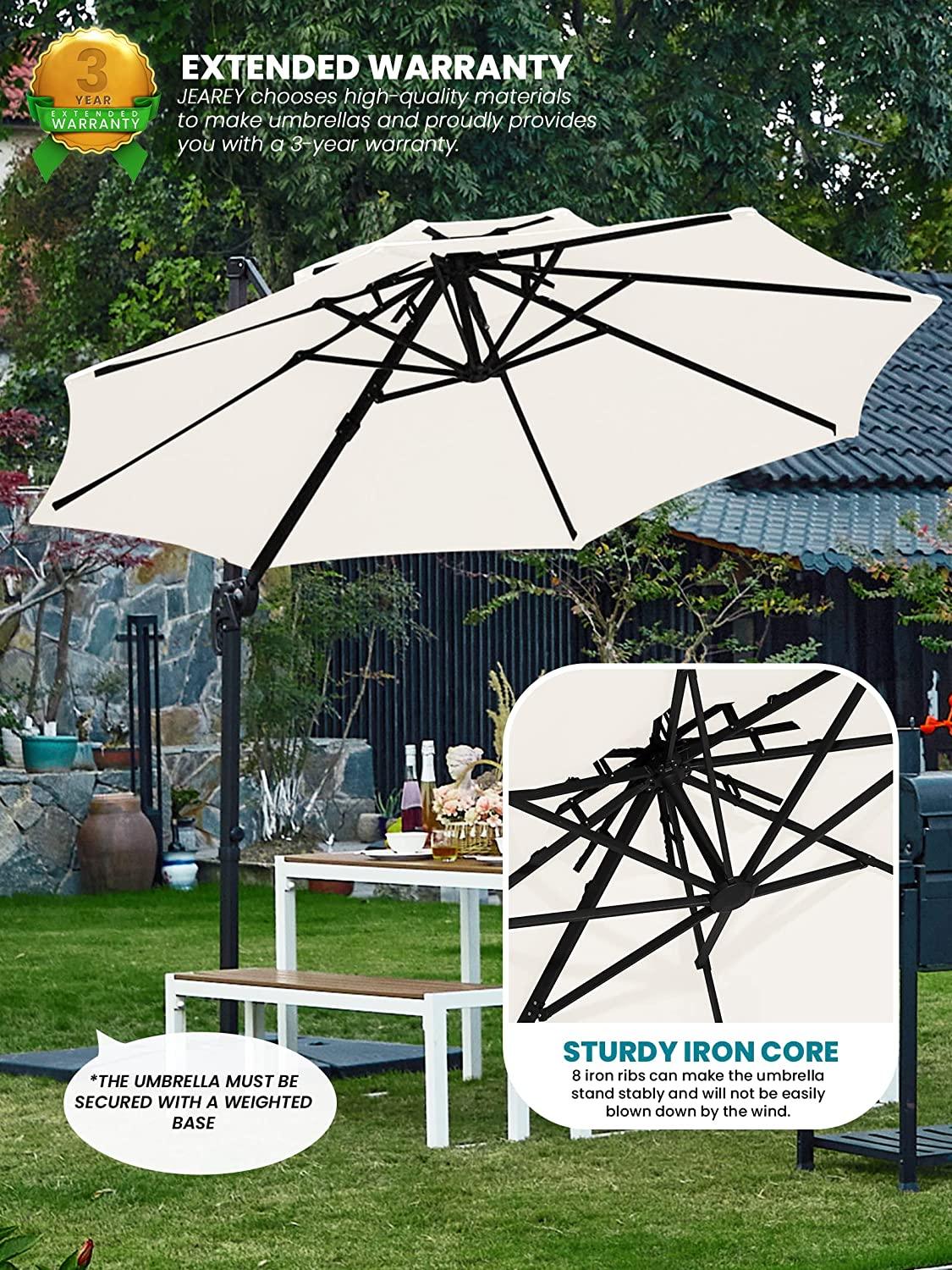 3M Roma Umbrella Sunshade Cantilever Hanging Parasol 360° Rotating,white - Parasol