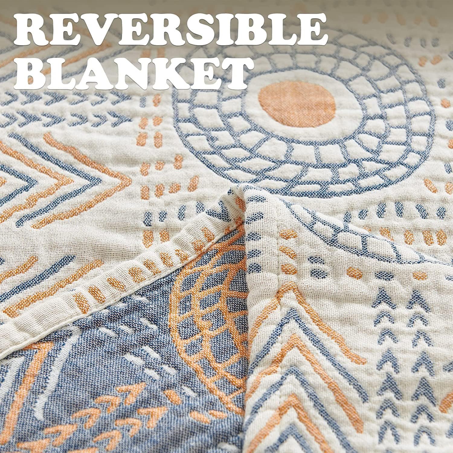 2-in-1 Southwestern Throw Blanket - Tribal Arrow Pattern, Woven Cotton reversible King Size Bedspread & Sofa Cover for Couch