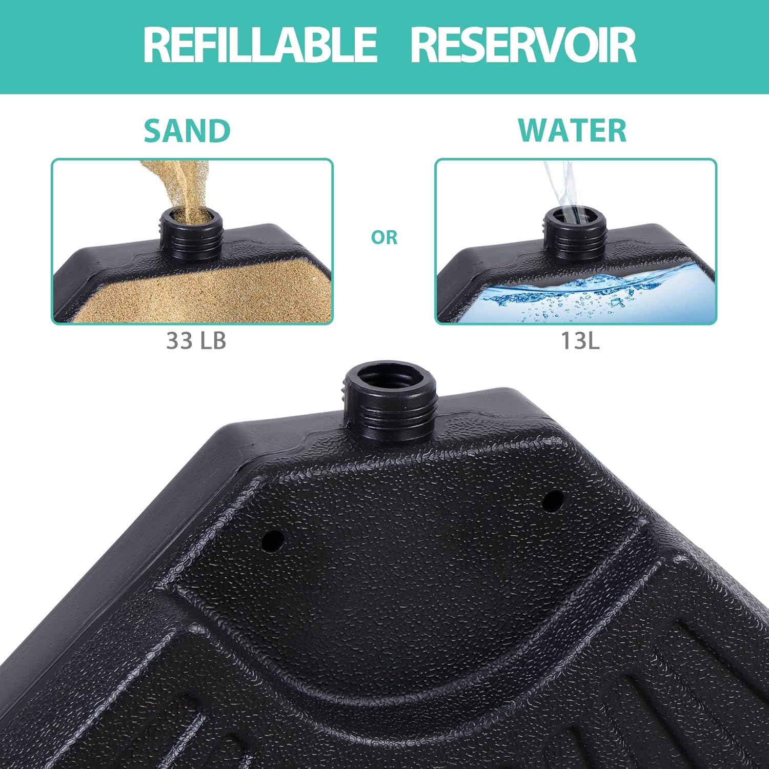 4 PCs Portable Round Parasol Base Umbrella Cross Stand Weights Holder Sand or Water Fillable