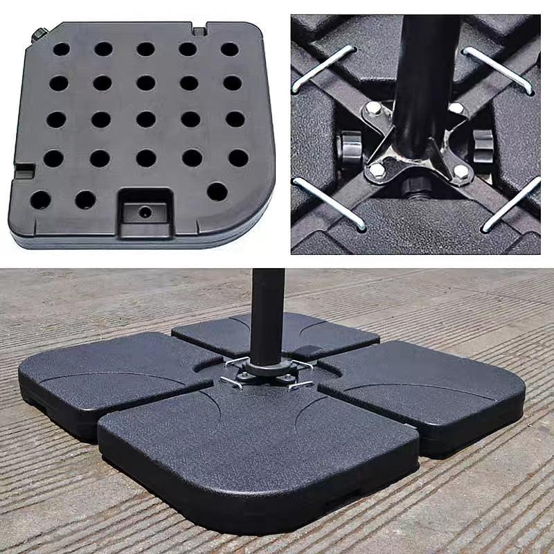 4 Pcs Heavy Duty Plastic Umbrella Weight Base-Black, Parasol Base Stand Weights for Cantilever Parasols, Water and Sand Filled - Parasol