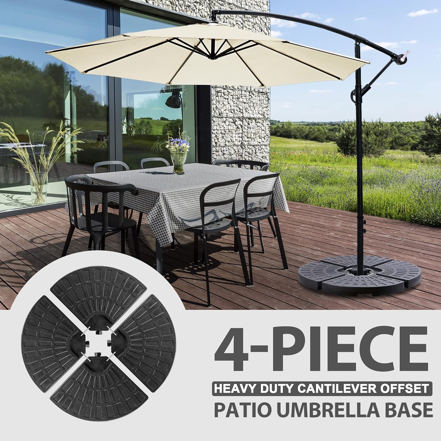 4 PCs Portable Round Parasol Base Umbrella Cross Stand Weights Holder Sand or Water Fillable