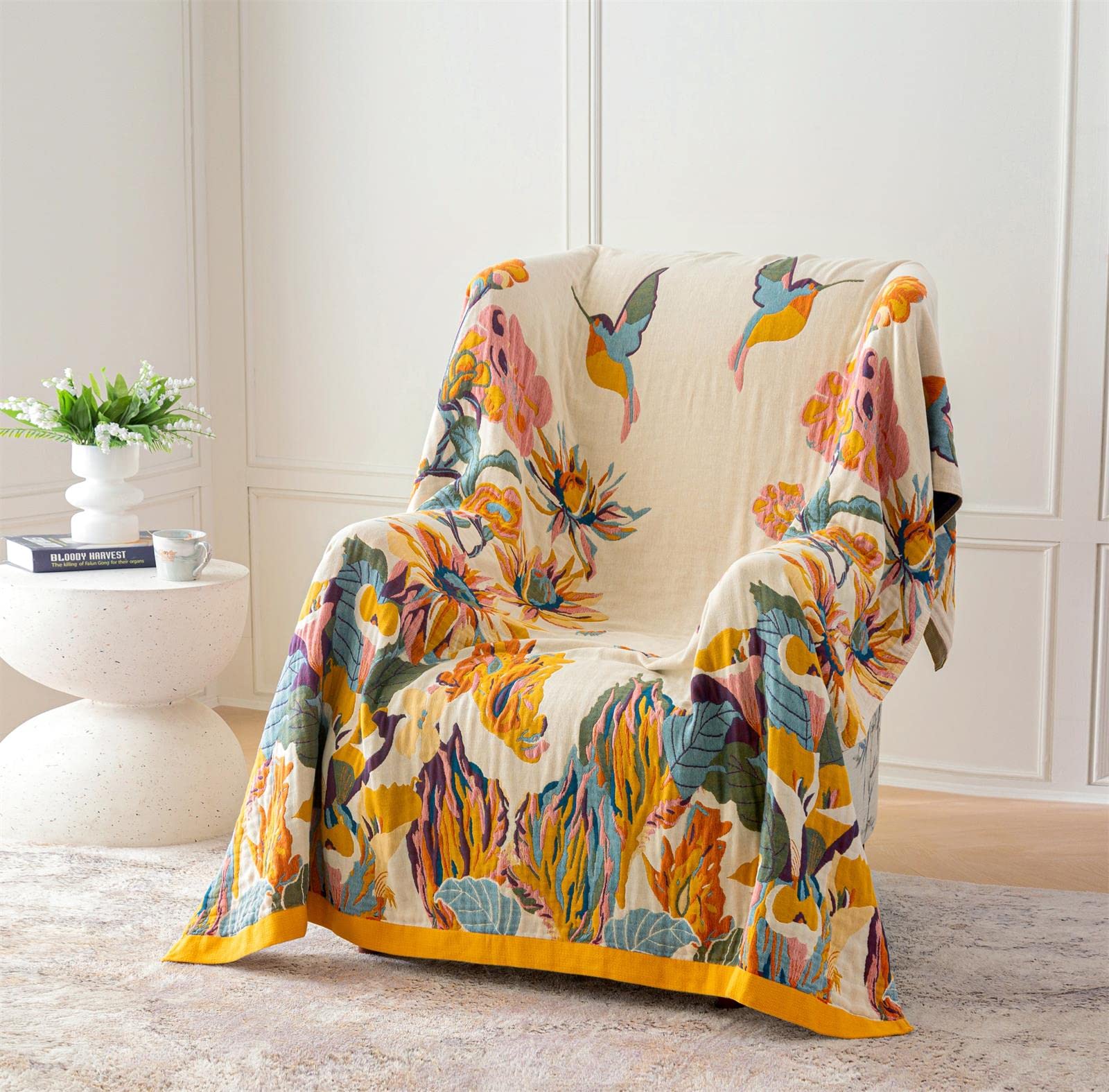 2-in-1 Boho Throw Blanket & Bed Cover - 60x80/80×90 Inch Cotton Couch Cover for Sofa, Bed, Picnic, Travel - Lightweight Decorative Bohemian Blanket