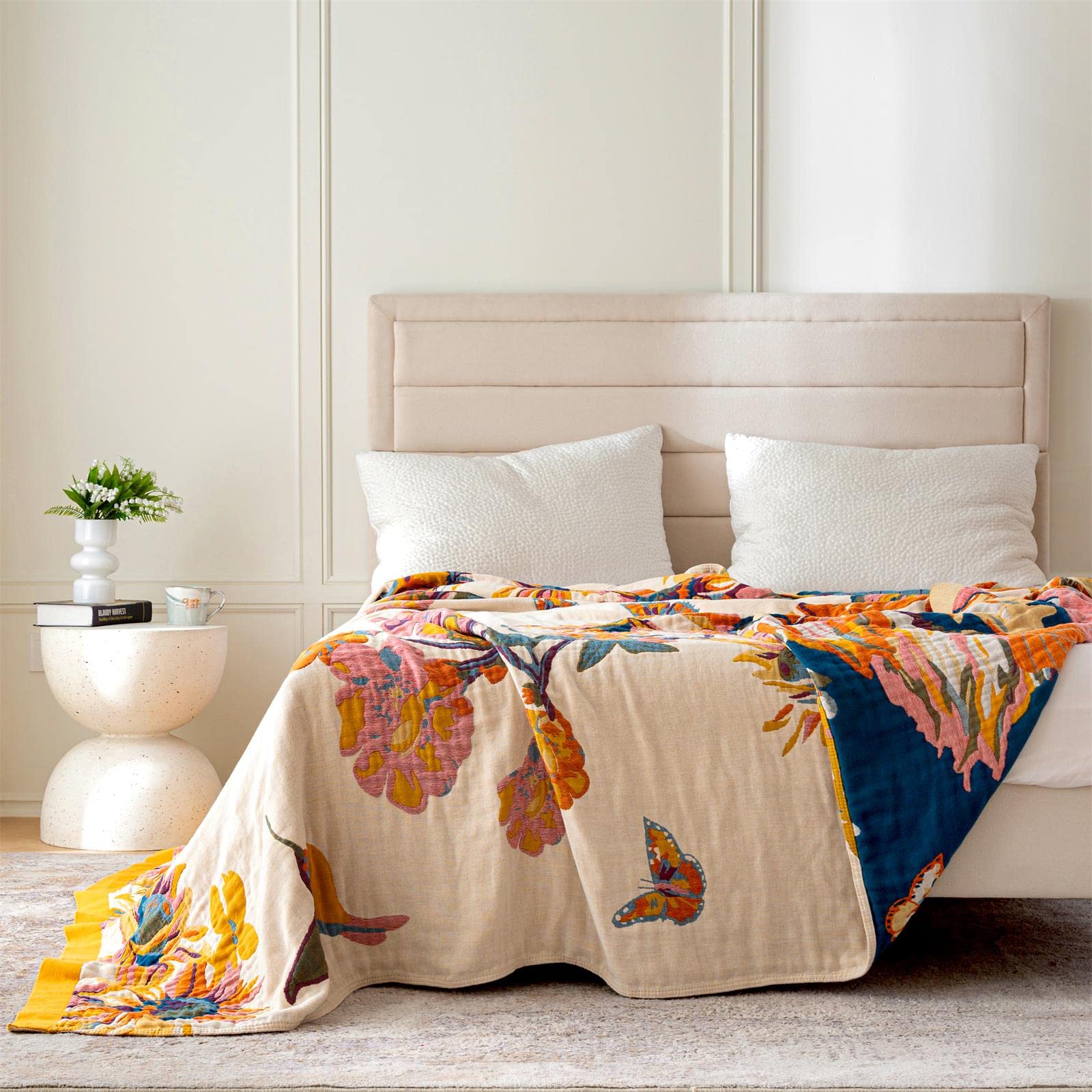 2-in-1 Boho Throw Blanket & Bed Cover - 60x80/80×90 Inch Cotton Couch Cover for Sofa, Bed, Picnic, Travel - Lightweight Decorative Bohemian Blanket