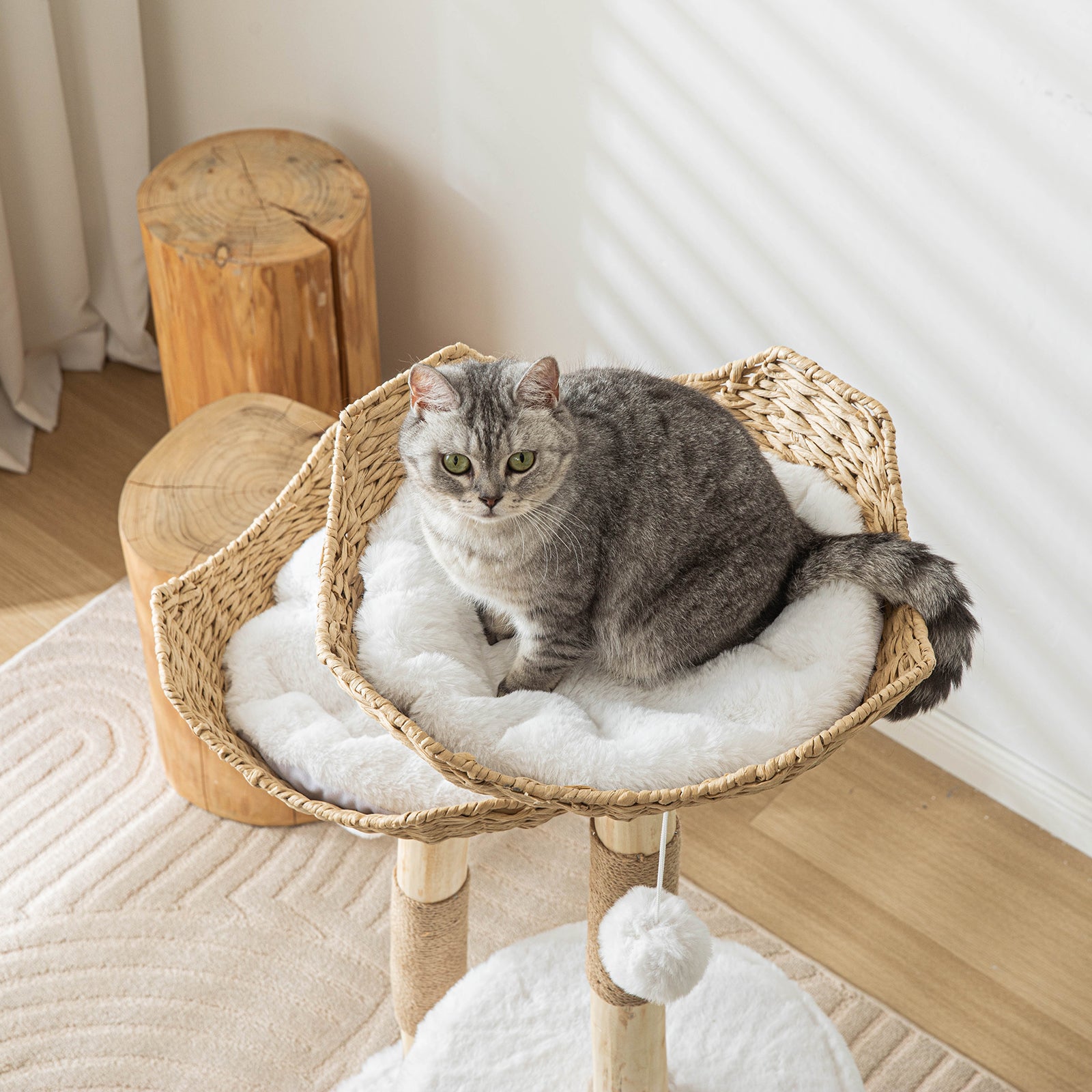 Modern Cat Tree for Indoor Cats Large Adult,Wooden Cat Tower for Large Cats with Scratching Post,Luxury Cat Condo