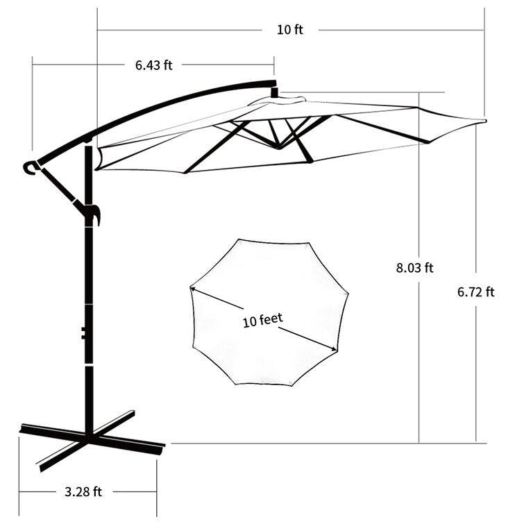 2.7/3M Banana Parasol™ Cantilever Umbrella Crank, Tilt and Cross Brace, Olefin Fabric with Lights - Parasol