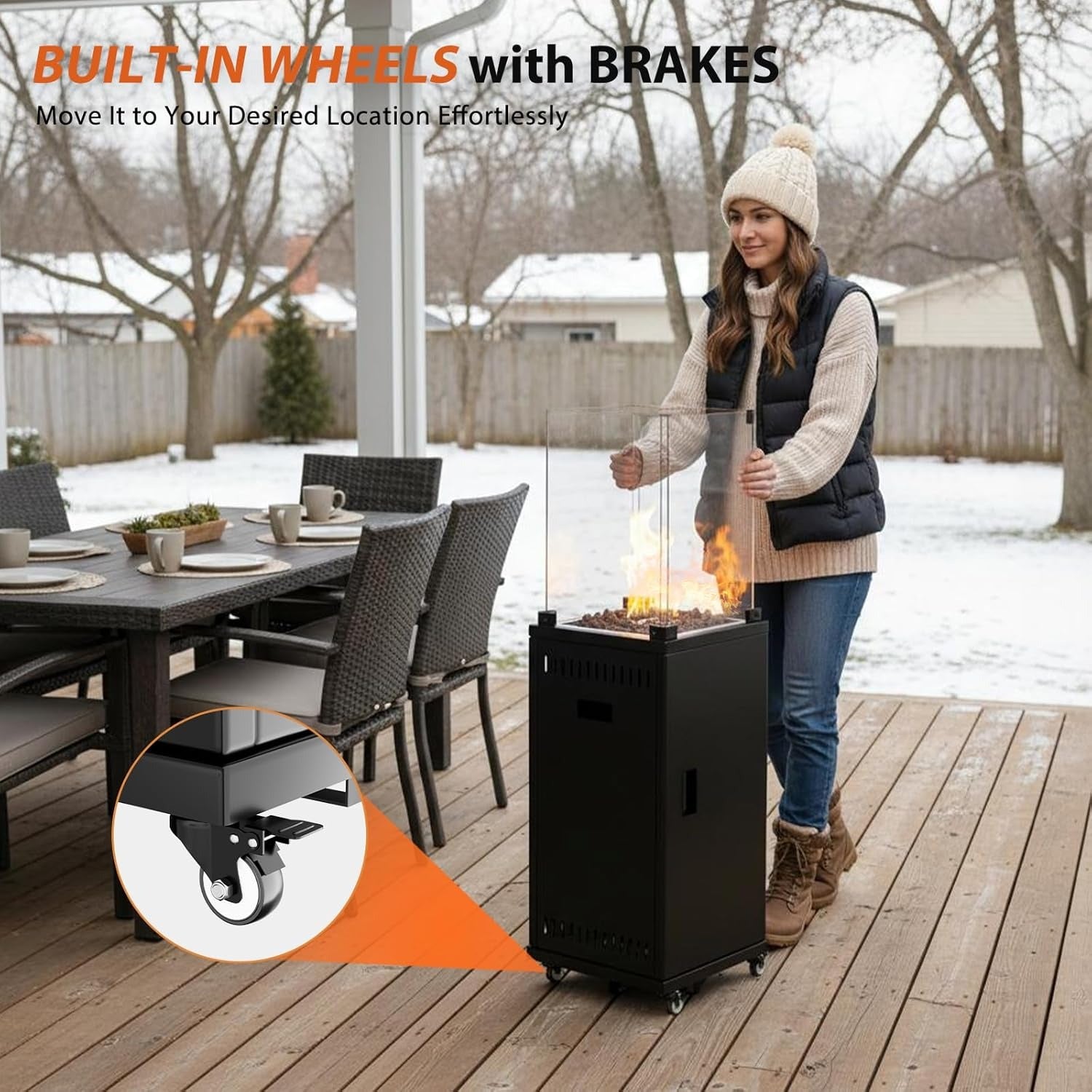 Powerful 13kW Outdoor Gas Heater | Patio & Garden Warmth Instant Warmth for UK Patios Wheeled Propane Heater for Gardens