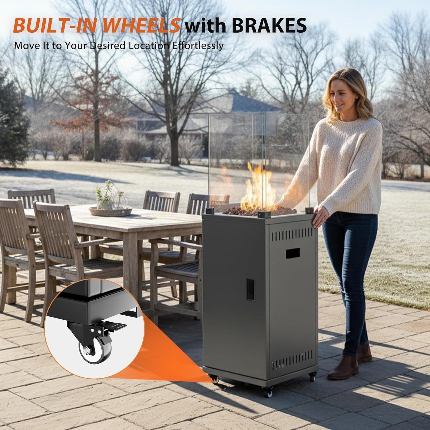 Powerful 13kW Outdoor Gas Heater | Patio & Garden Warmth Instant Warmth for UK Patios Wheeled Propane Heater for Gardens